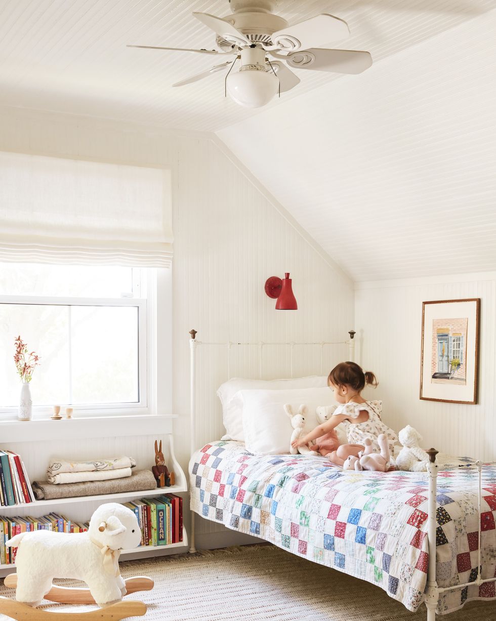 kids bedroom in white beadboard bedroom