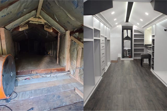 the attic's transformation into a closet