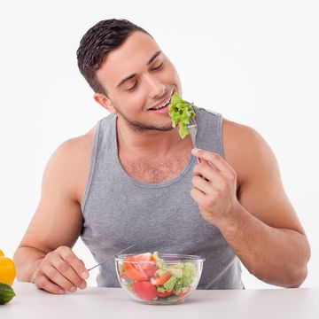 attractive young fit guy prefers healthy eating