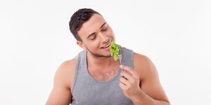 attractive young fit guy prefers healthy eating