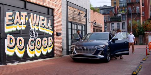 audi used their electric vehicles with the lee initiative to bring sustainable sourced food and ingredients to struggling restaurants