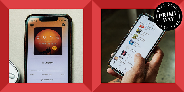 dune audio book playing in audio app, audible top chart list on iphone, prime day deal