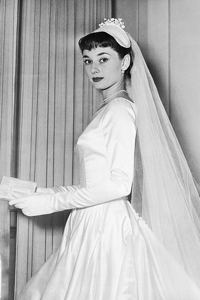 audrey hepburn in her wedding gown