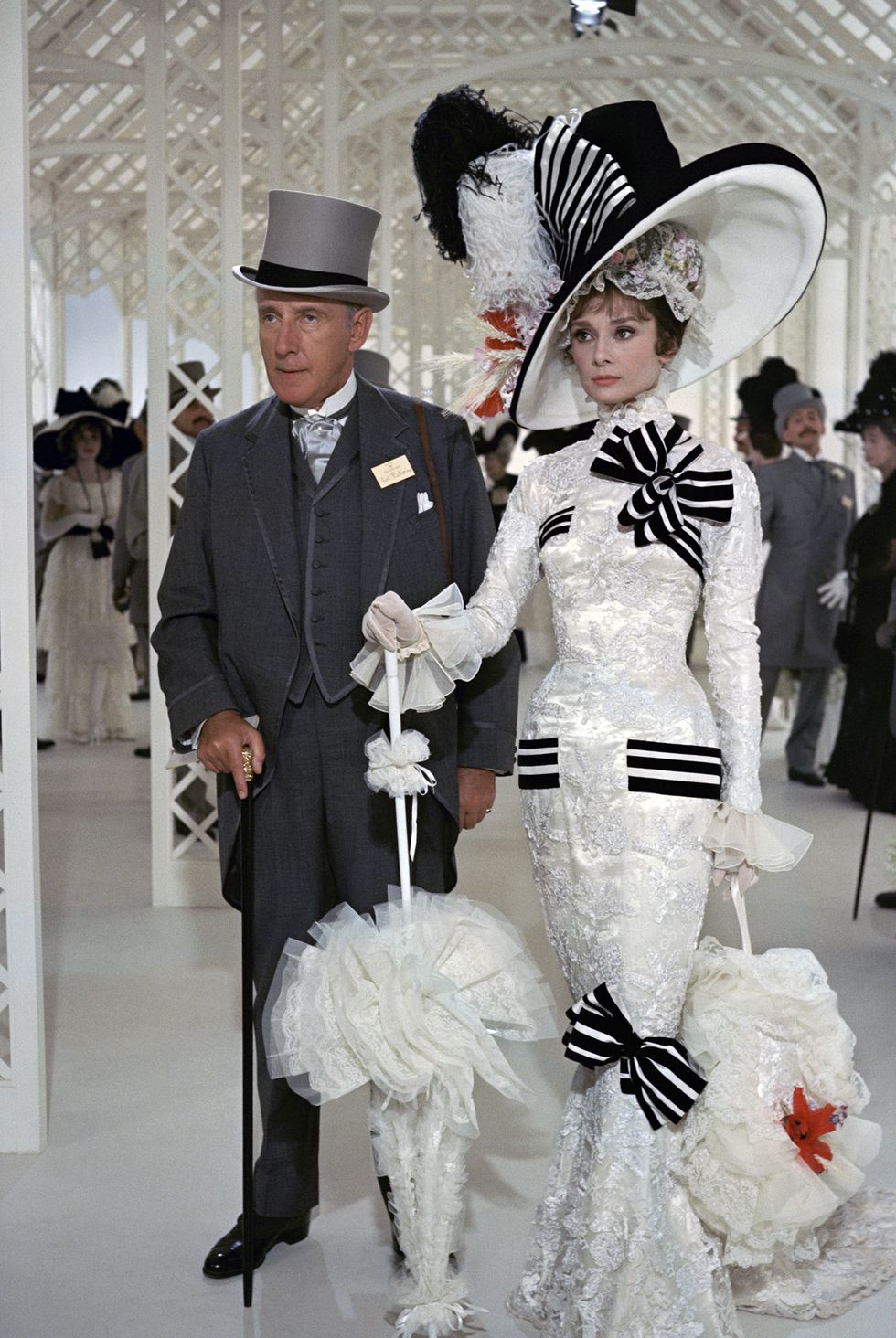 los angeles   december 24 wilfrid hyde white as colonel hugh pickering and audrey hepburn as eliza doolittle in my fair lady  original release date december 25, 1964  photo by cbs via getty images