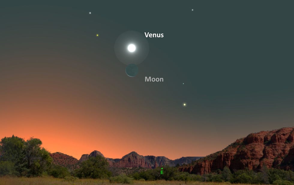 Op 19 augustus zal Venus boven de maansikkel lijken te zweven
