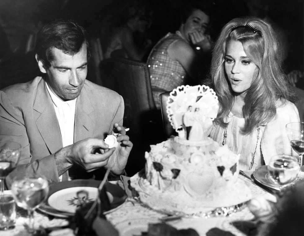 roger vadim and jane fonda the evening of their marriage, 1965
