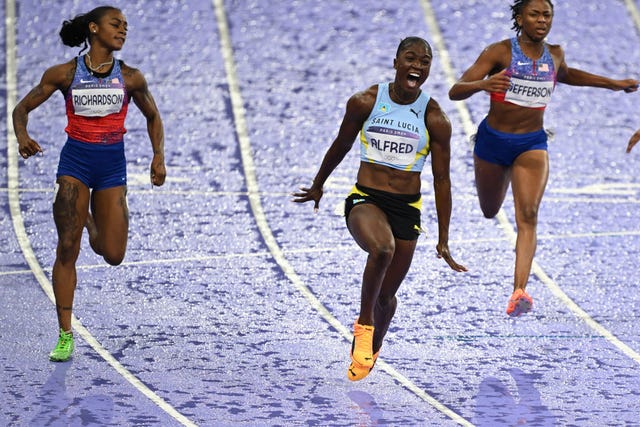 Julien Alfred Wins 100 Meters Over Sha'Carri Richardson - 2024 Paris Olympics