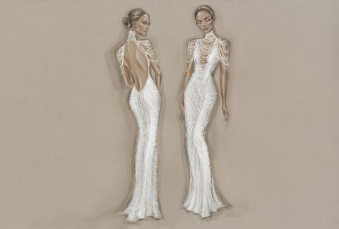 jennifer lopez's wedding dress sketch