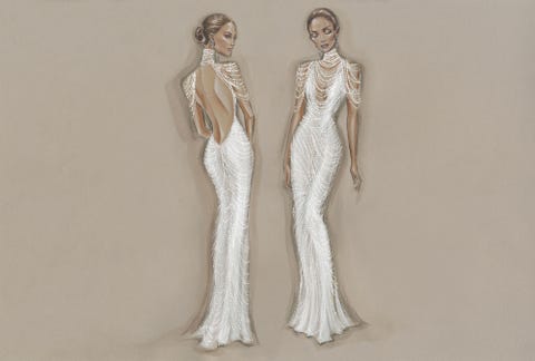 jennifer lopez's wedding dress sketch