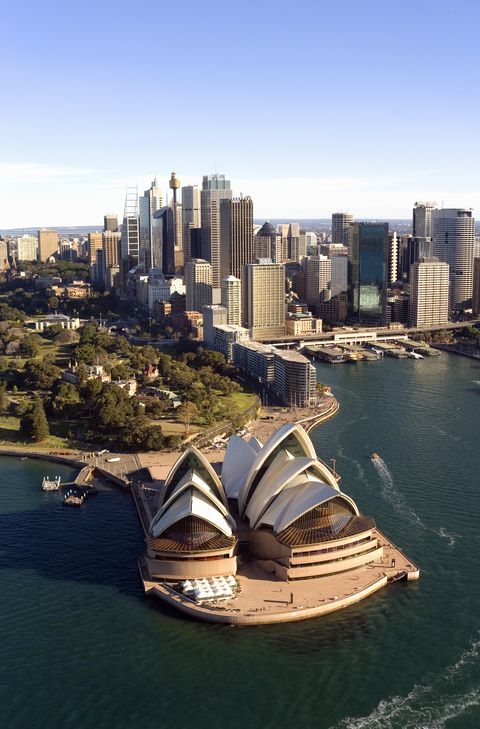 australia, new south wales, sydney harbour, aerial view