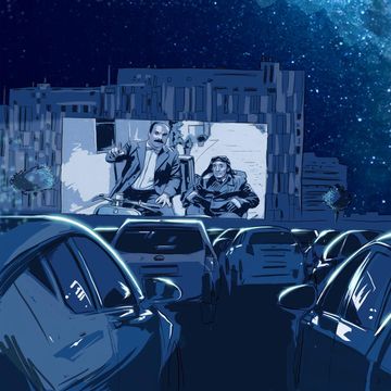 dibujo de lorenzo caudevilla del autocine del festival internacional de cine de huesca