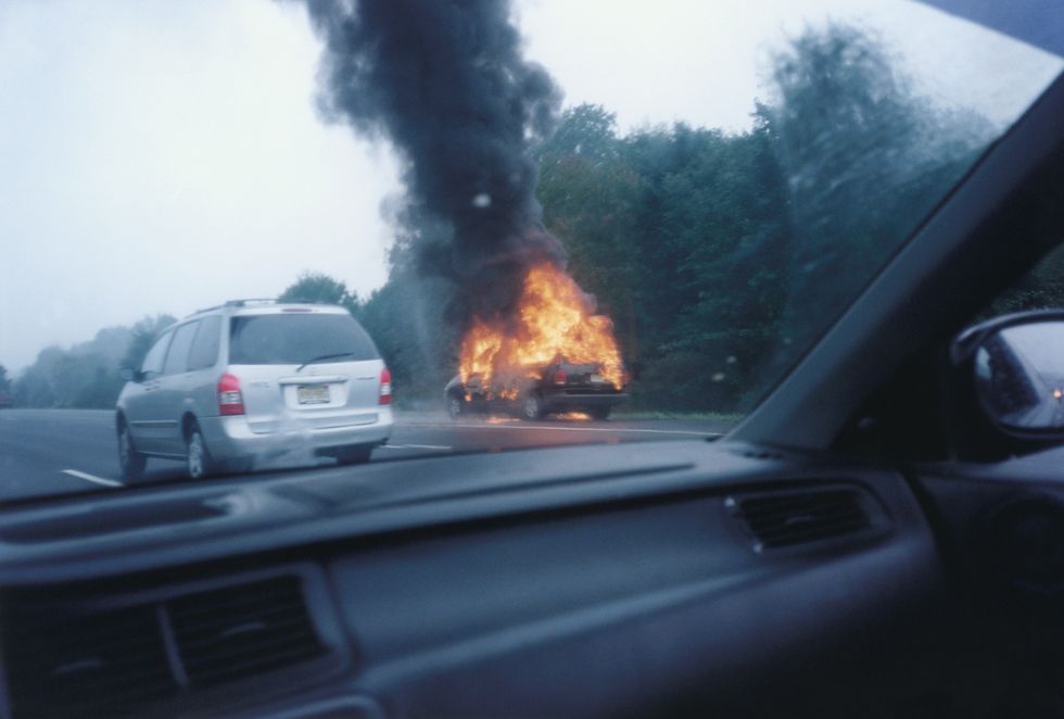 automobile on fire