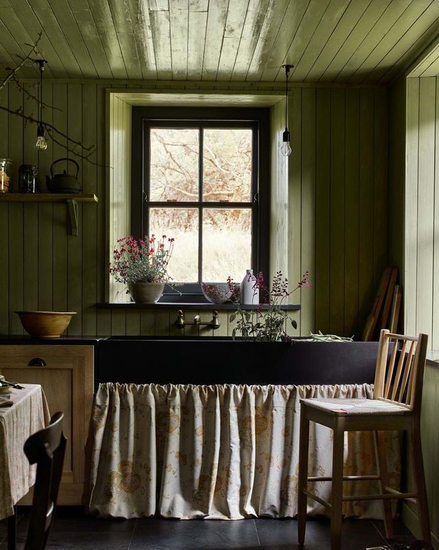 autumn colour inspiration green kitchen