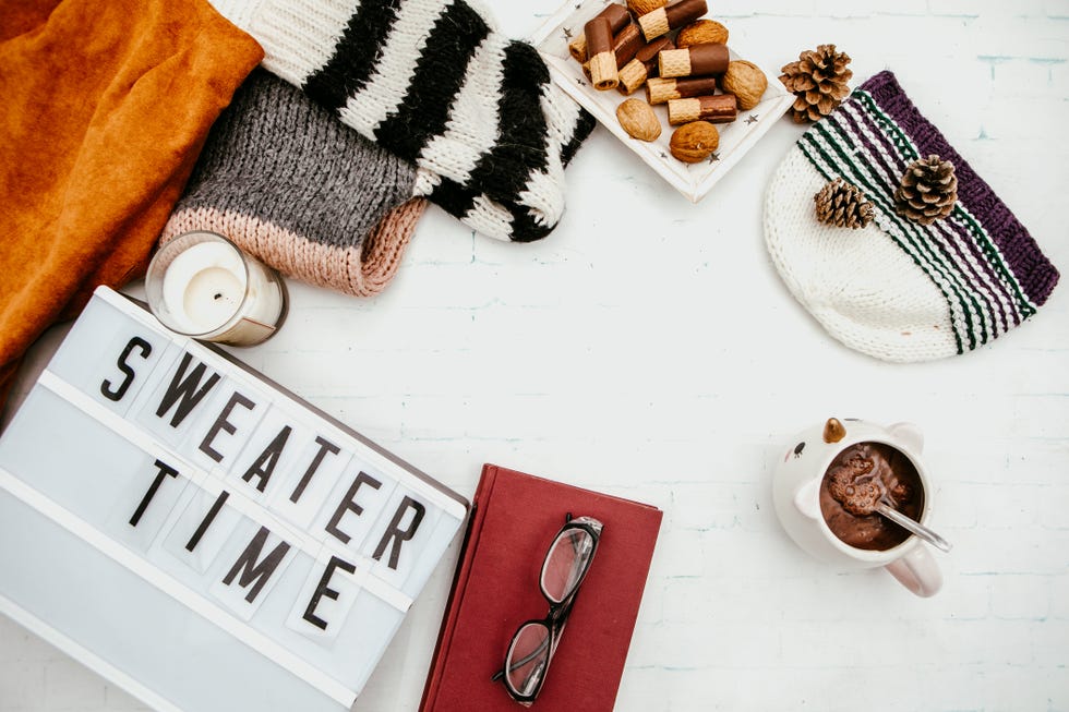 Autumn, fall workspace composition. Notebook mock-up scene. Cup of coffee, wool blanket, Autumn, fall workspace composition. Notebook mock-up scene. Cup of coffee, wool blanket,