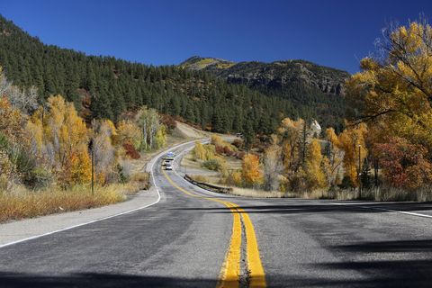 autumn landscape and highway 160, san juan national forest, colorado, united states