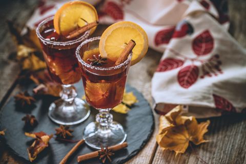 autumn mulled wine with juicy orange and spices