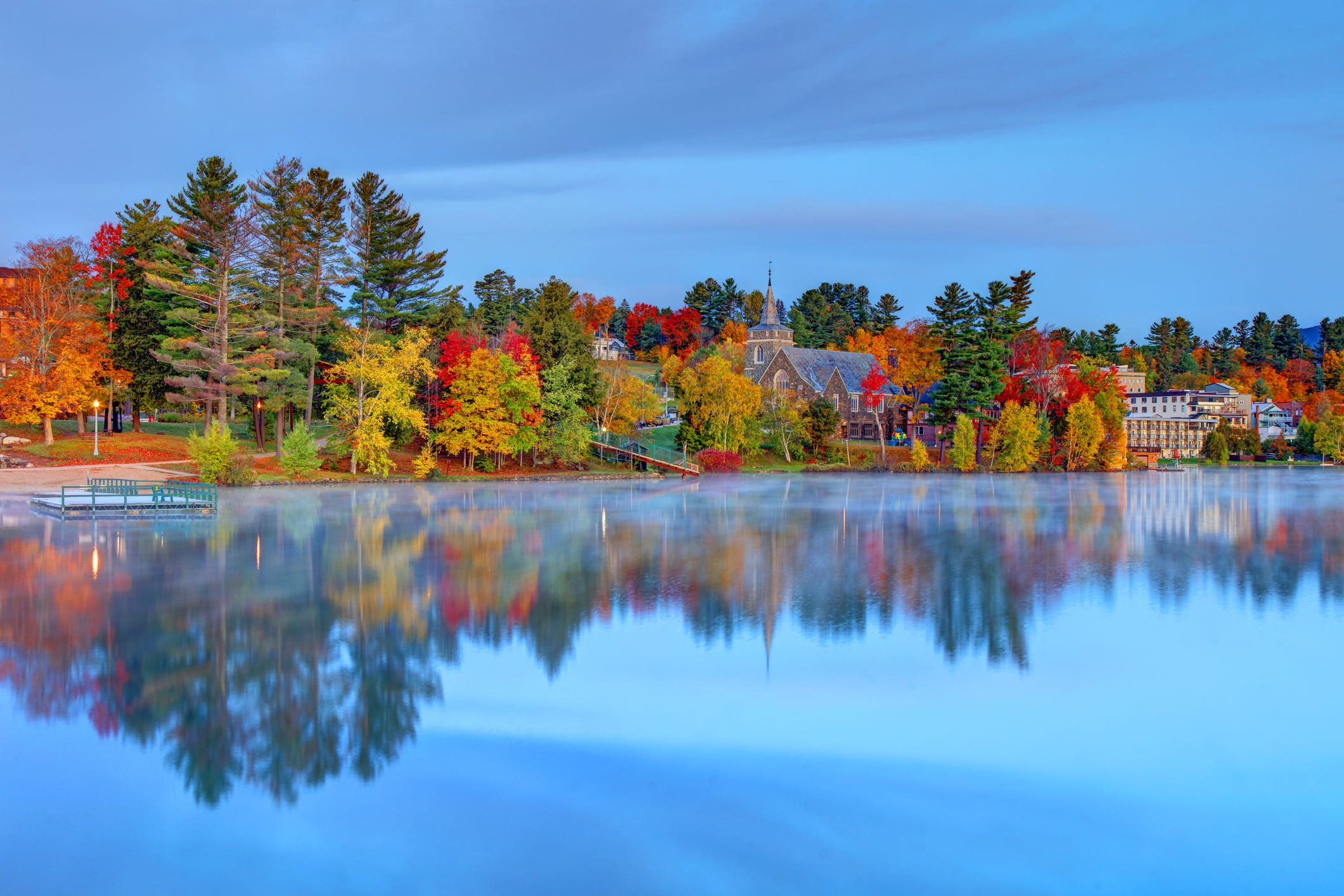 autumn on lake placid, new york