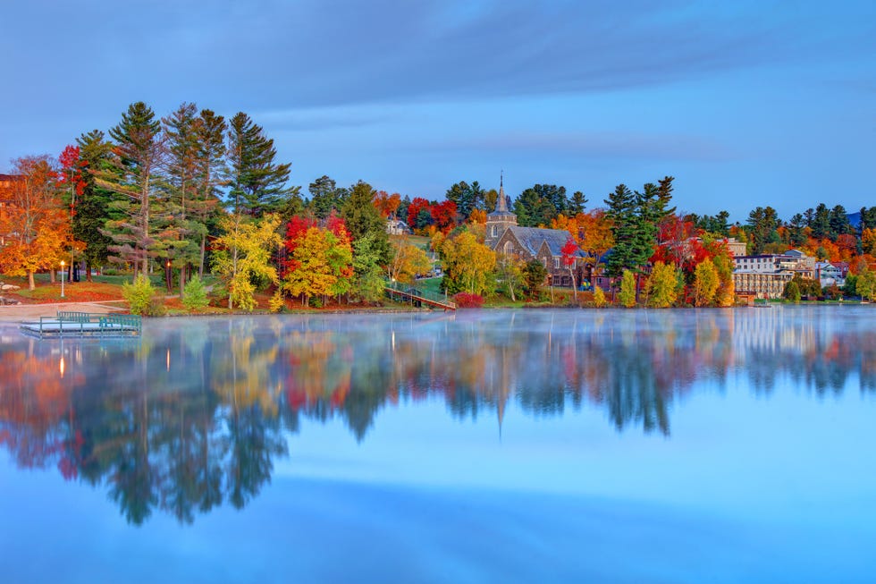 autumn on lake placid, new york