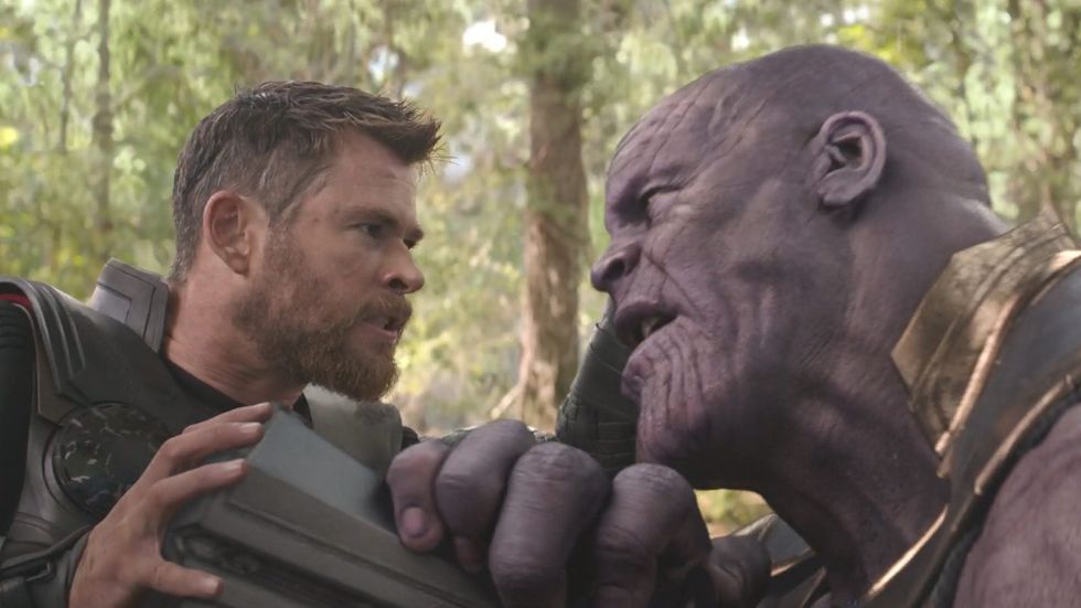 avengers infinity war, thor and thanos fight