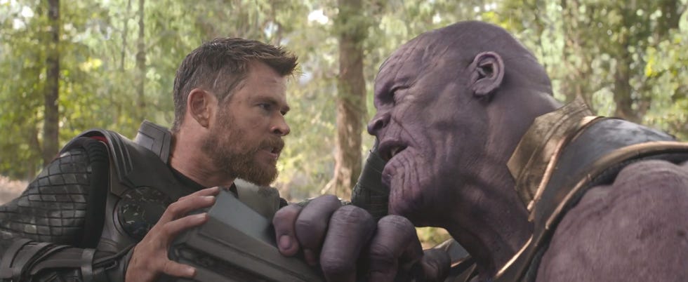 avengers infinity war, thor and thanos fight