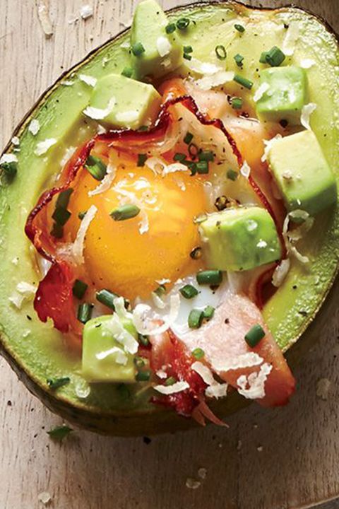 baked avocado with egg and ham