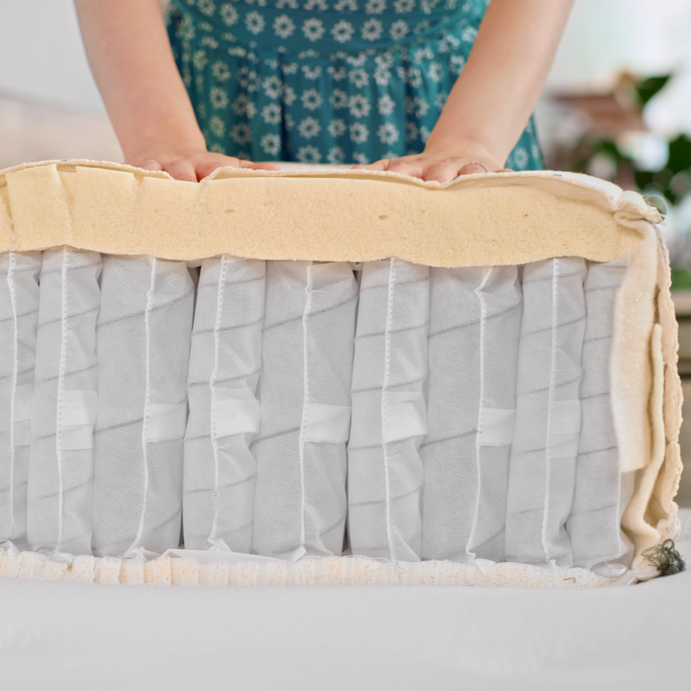 best latex mattress - how we test a cross section of a mattress with a layer of latex over pocketed coils