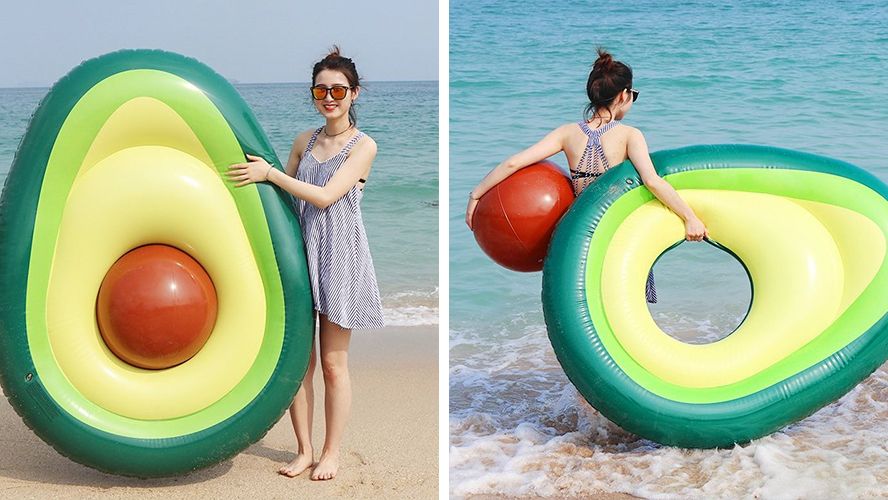 Funny Inflatable Avocado Pool Float With Ball Water Fun For Adults