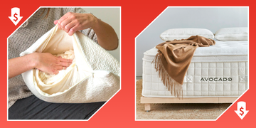 avocado green pillow and luxury organic mattress
