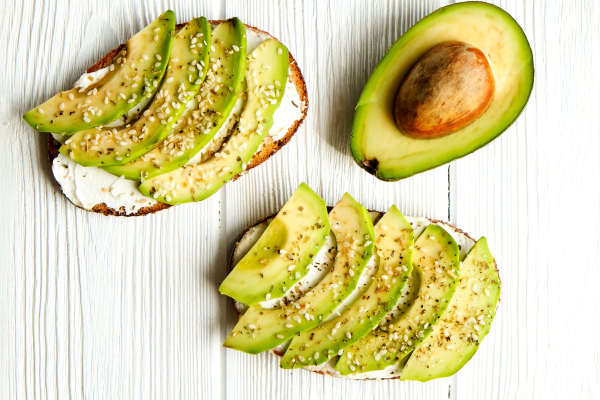 sliced avocado on toast