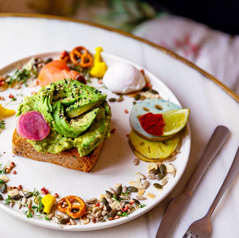 avocado toast served for breakfast in a cafe