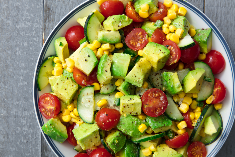 avocado, tomato, and corn salad