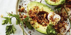 avocado with toasty crumbs