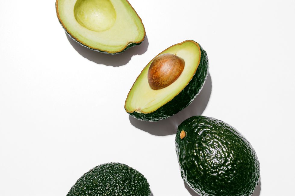 avocados on white background