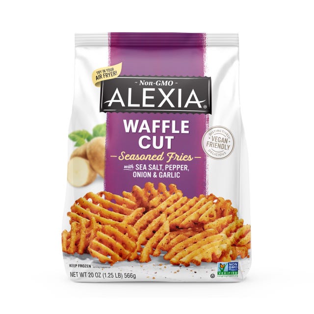 Packaged seasoned waffle cut fries