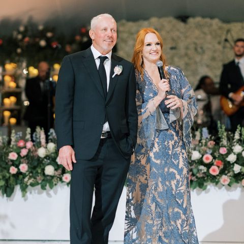 ree and ladd drummond give a toast at their daughter's wedding