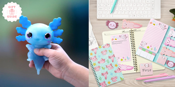 goliath's axolotl toy and xqumoi's axolotl stationery set