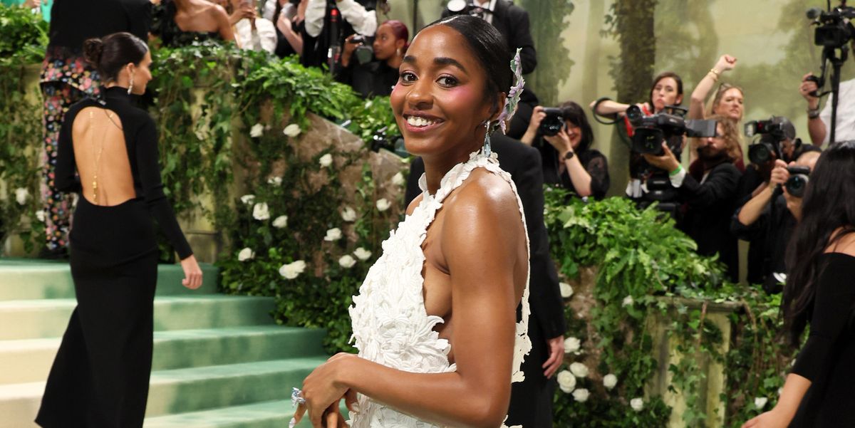 Ayo Edebiri Looks Stunning at the 2024 Met Gala in a Cascading Floral Gown