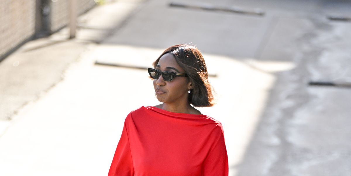 Ayo Edebiri's Dog Walking Outfit Includes Black Pumps and Proenza Schouler