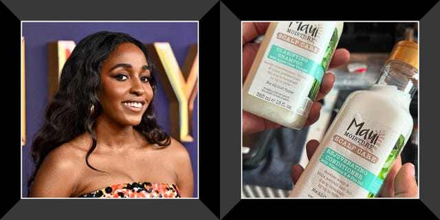 ayo edebiri on emmys red carpet, maui shampoo and conditioner