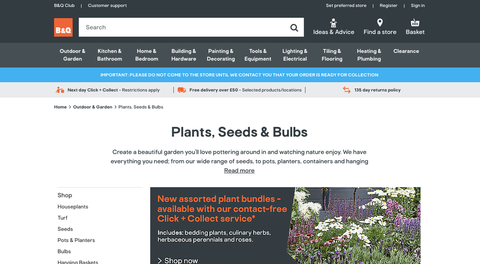 B&Q website