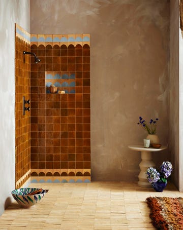 shower corner tiles with zellige