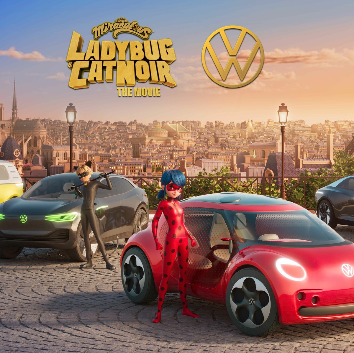 Miraculous superheroes Ladybug and Cat Noir team up with fully electric  Volkswagen
