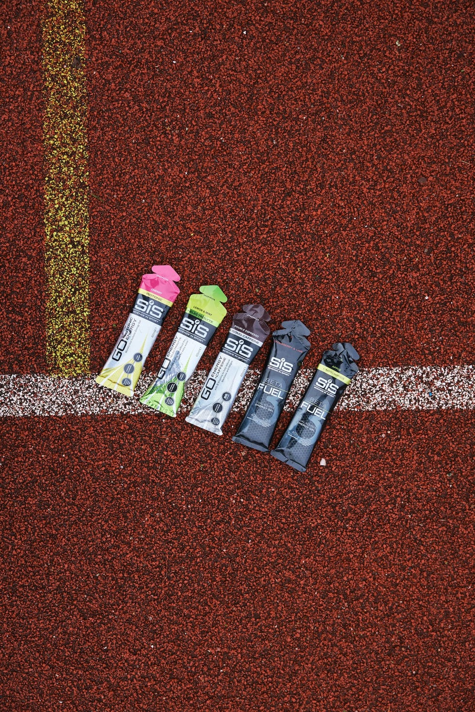 gel tubes on a running track
