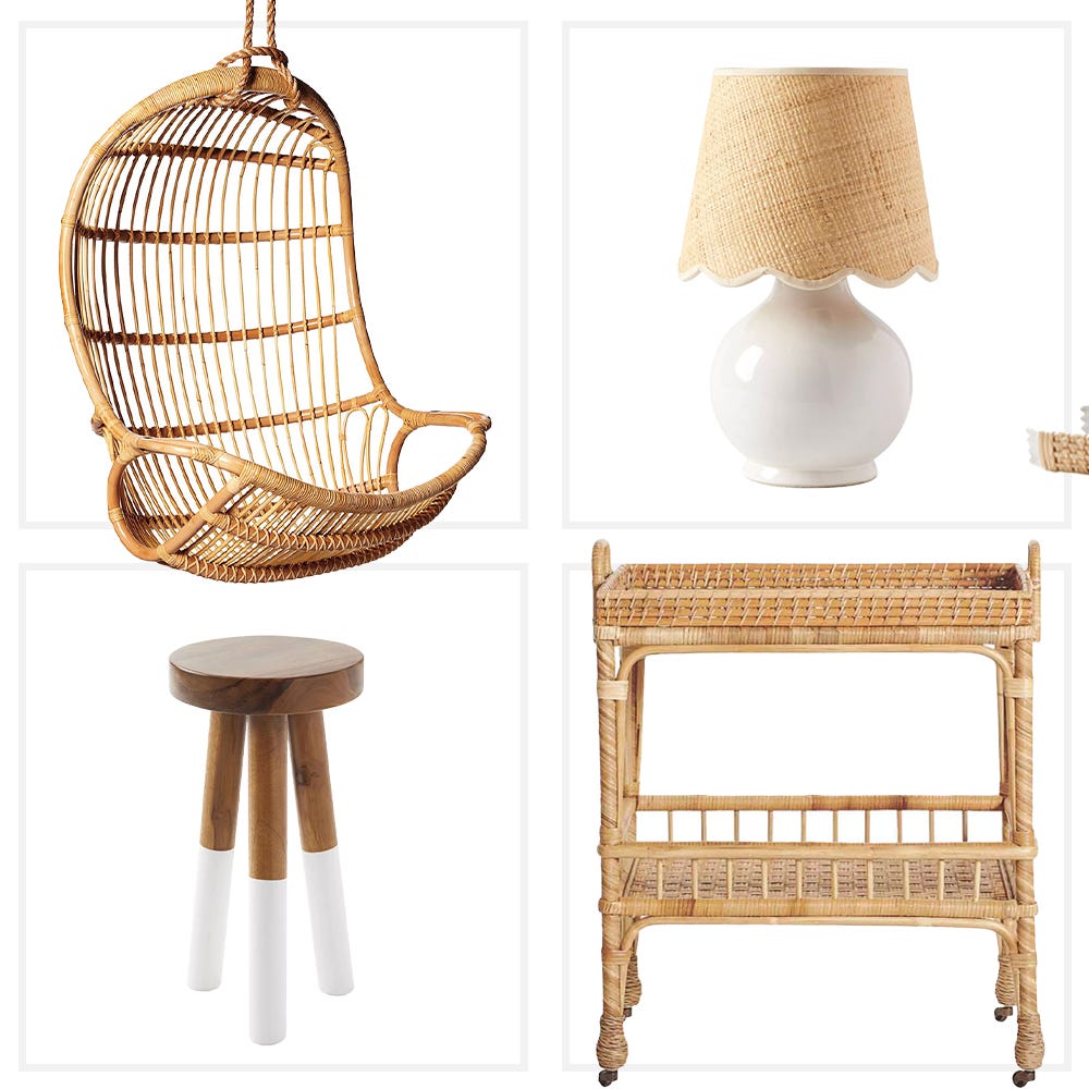 Collection of home decor items including textiles, furniture, and lighting. Collection of home decor items including textiles, furniture, and lighting.