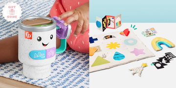 fisher price coffee mug and kiwico's let's bond crate are two good housekeeping picks for best baby christmas gifts