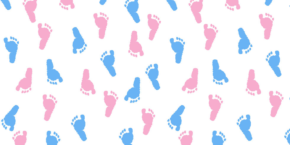 blue and pink baby foot prints