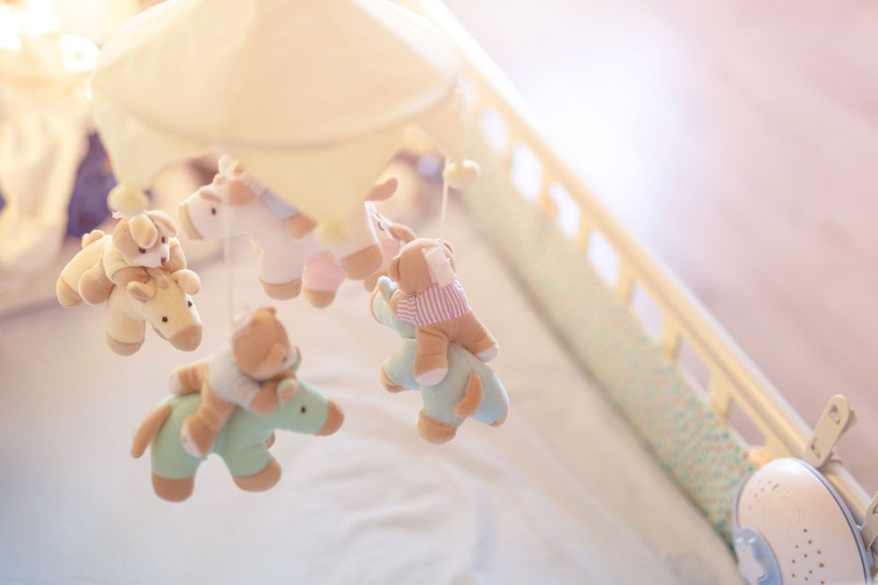 baby mobile over a cot