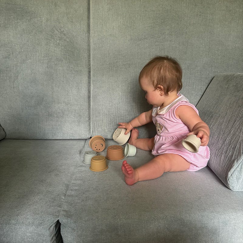 baby on a nugget couch