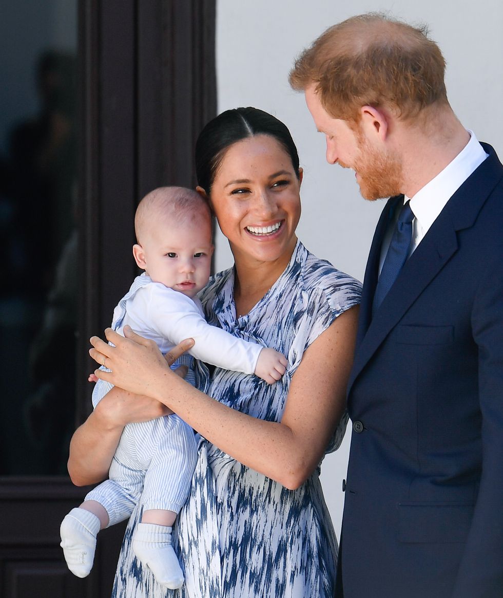 cape town, south africa   september 25 prince harry, duke of sussex, meghan, duchess of sussex and their baby son archie mountbatten windsor meet archbishop desmond tutu and his daughter thandeka tutu gxashe at the desmond  leah tutu legacy foundation during their royal tour of south africa on september 25, 2019 in cape town, south africa photo by poolsamir husseinwireimage