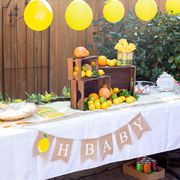 party decorations at a citrus themed baby shower